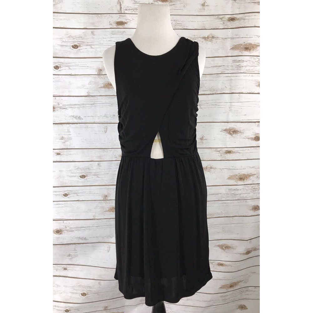 Guess by‎ Marciano Black Cutout Faux Wrap Sheer Back Dress Medium Stretch